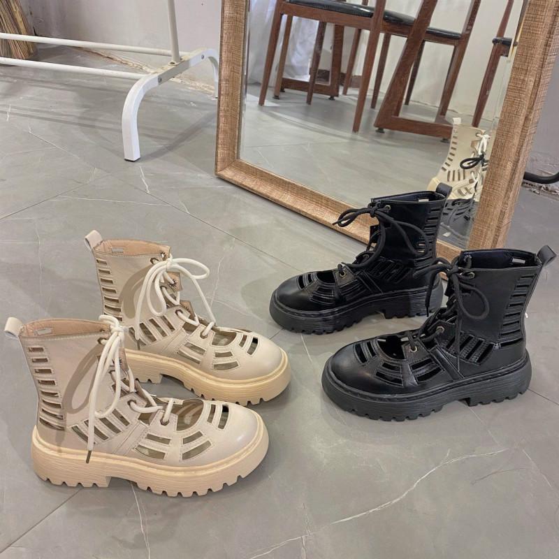 Summer Hollowed Out Martin Boots Female Summer Breathable Women's Boots Wild Thick Bottom Thin Short Boots Summer Sandals