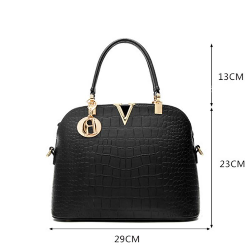 Handbags Women Pu Leather Waterproof Shoulder Shell Crocodile Pattern Bags Crossbody(Solid Color)