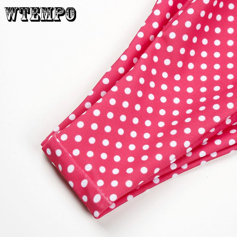 WTEMPO Fashion Pink Polka Dot Bikini Bikini Sexy Separate Tube Top Swimsuit