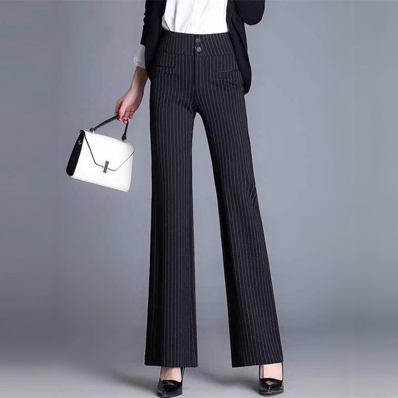 Pants Female Bell Bottom Pants Woolen High Waist Thickening Suit Wide Leg Stretch Straight Trousers