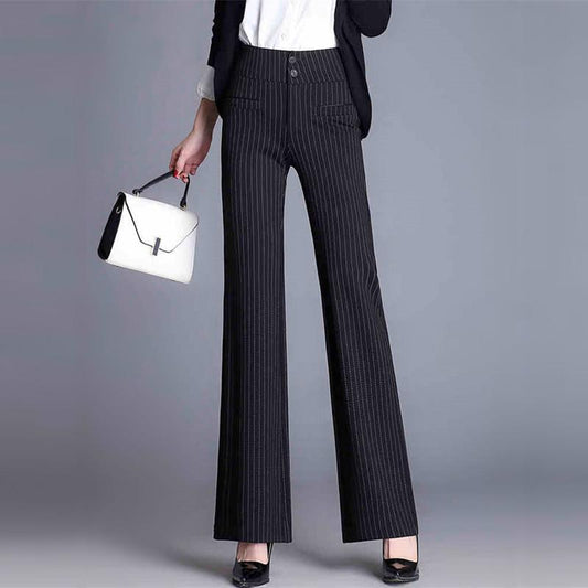 Pants Female Bell Bottom Pants Woolen High Waist Thickening Suit Wide Leg Stretch Straight Trousers