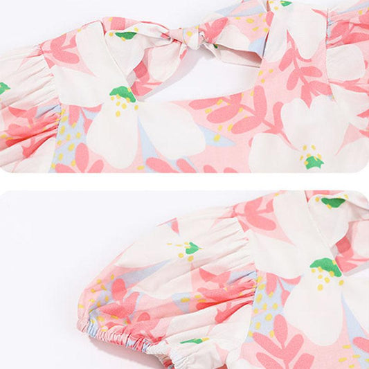 Girls Dress Summer Girl Baby Floral Casual Princess Skirt Tutu Skirt Sweet Backless Bow French Retro Dress Waist Cute