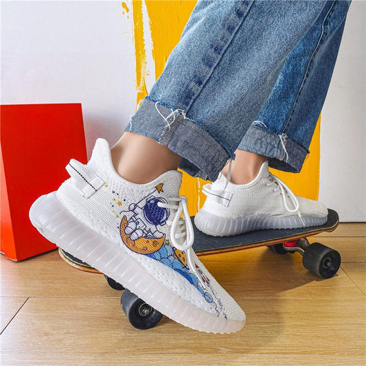 Sports Canvas Coconut Shoes Couple Korean Trend Breathable Net Shoes Summer Fly Woven Breathable Casual Sneakers