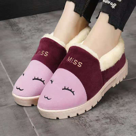 Autumn and Winter Pure Cotton Slippers Indoor Non-slip Soft-soled Shoes Warm Simple Plush Cotton Shoes