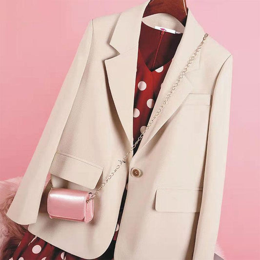 Women's Gentle Blazer Jacket Ins Spring and Autumn Casual Suit Ladies White Top Coat Business Suit for Women