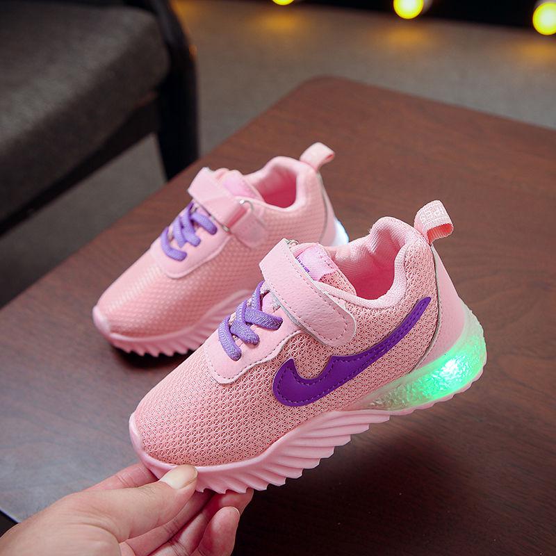 Children's Shoes Lightweight Air Cushion Shock Absorption Children's Boys and Girls Luminous Shoes