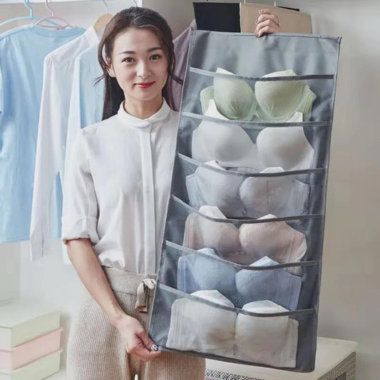 Underwear Storage Bag Wall-mounted Hanging Bag Bra Socks Storage Bag Wardrobe Dormitory Hanging Fabric Storage Artifact Dust-proof Storage Bag