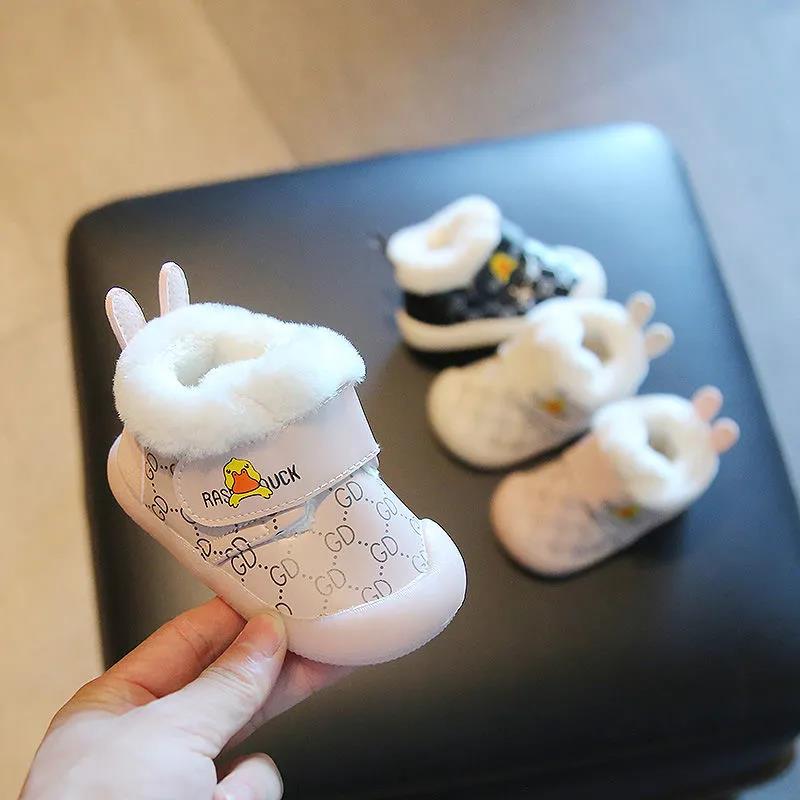 Baby Cotton Shoes, Boys' Shoes, Soft Soled Shoes, Autumn and Winter Infant Walking Shoes, Girls' Plush Warm High Top Shoes
