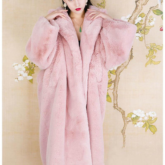 Simulation Mink Velvet Coat Fur Coat Ladies Autumn and Winter Loose Mink Mid-length