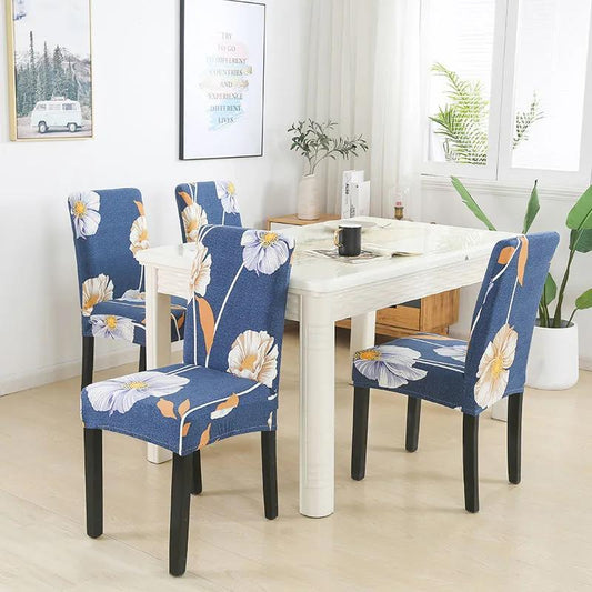 2-piece Dining Table and Chair Cover High Elastic Universal Chair Cover Fabric Printing Home Dining Seat Cover