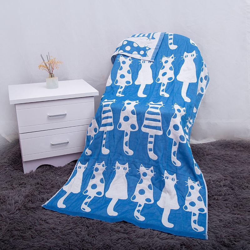 Three-layer Cotton Gauze Bath Towels Will Not Shed Hair Will Not Fade Children and Adults 70X140 Cm Color Cartoon