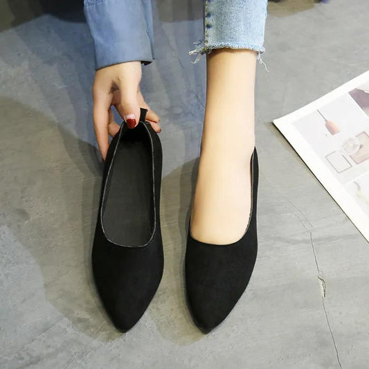 Solid Color Spring and Summer Single Shoes Women's Pointed Toe Flat Shoes Non-slip Casual Women's Shoes