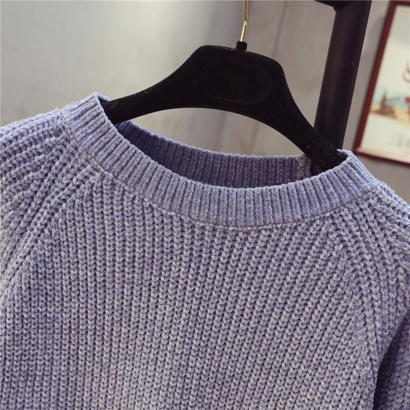 Autumn and Winter Fresh Style Bottoming Shirt Loose Knit Round Neck Jacket Fashion All-match Female Top