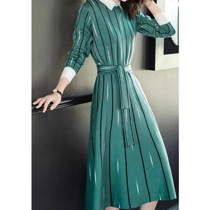 High Quality Elegant Flower Printed Long Sleeve Woman Chiffon Long Dress