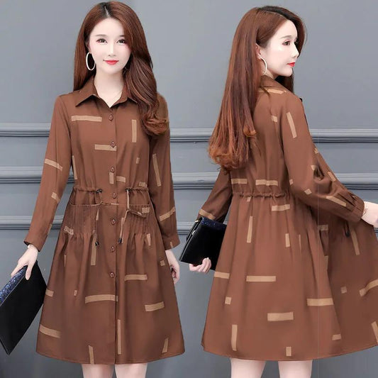 Large Size Windbreaker Mid-length Korean Style Autumn and Winter Jacket Women Are Thin Western Fashionversatile and Casual