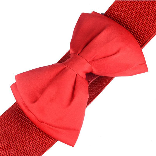 Elastic Belt Ladies Chiffon Bow High Elasticity Snap Wide Belt