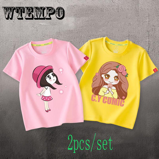 Brand Girl 2 Pcs Set Tops Toddler Kids Baby Girls Cartoon