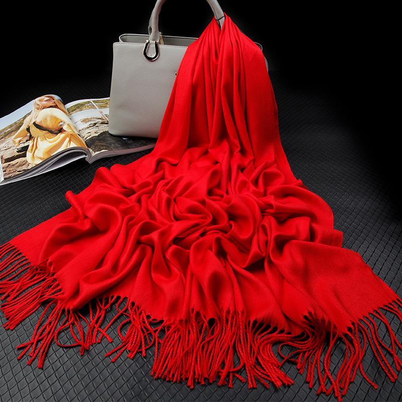 Solid Color Cashmere Women Scarf Warm Shawl Wool Stoles Head Neck Long Winter Scarf