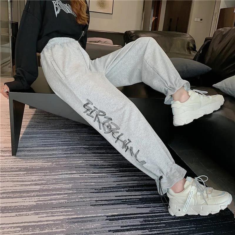 Korean Women's Casual Wide-leg Pants Student Loose and Versatile Cropped Trousers High Waist Slim Straight Track Pants Trend