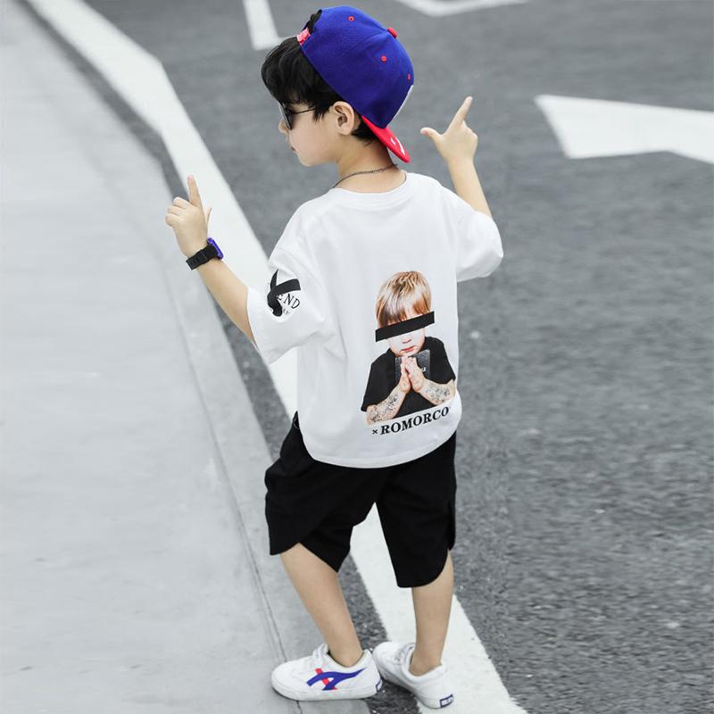 Boy's Suit Short-sleeved Summer Casual and Handsome Korean Version of Children's Sports Two-piece Suit
