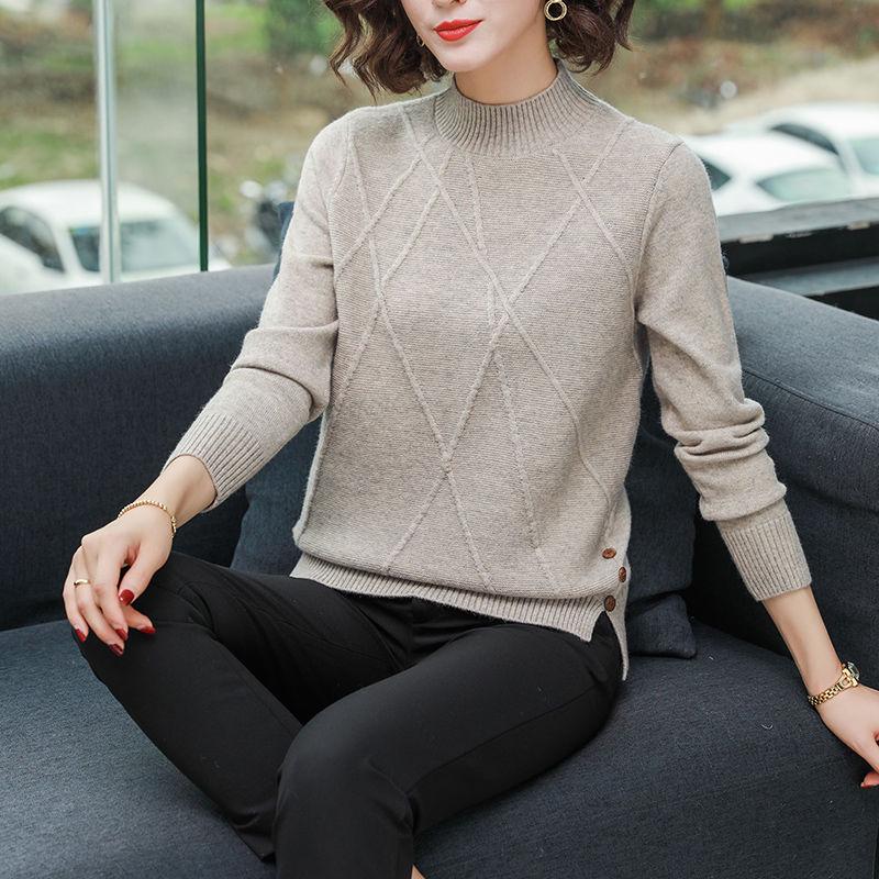 Winter Women's Turtleneck Pullover Thicken Warm Knit Pullover Plus Size Style Women