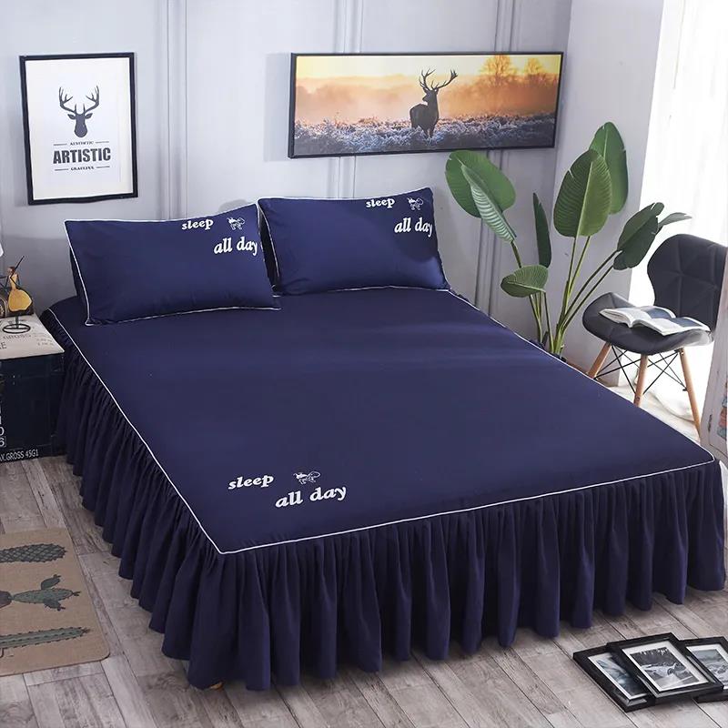Solid Color Bedspread One Piece Simmons Non-slip Protective Cover Bed Sheet Non-slip Printing Double Bed