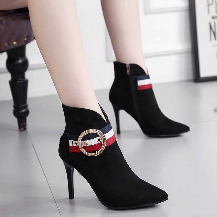 Sexy Stretch Ankle Boots Women High Heels Boots Short Plush Pointed Toe Fashion Women Boots