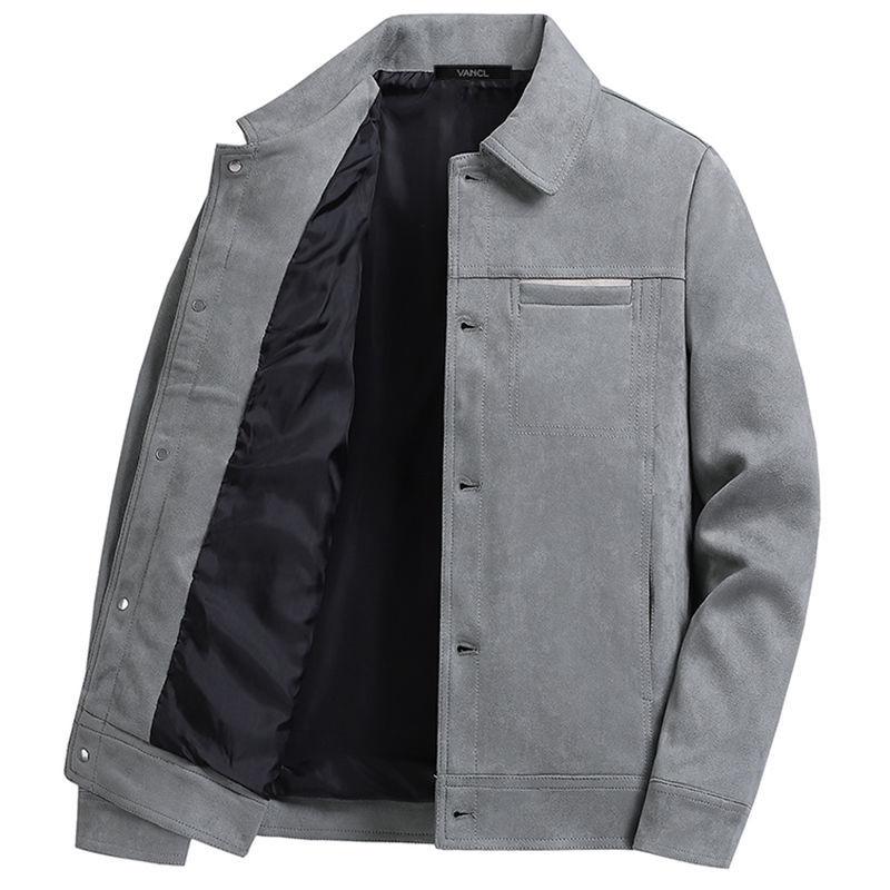 Warm Jacket Men's Autumn and Winter Thickening Casual Handsome Jacket Jacket Men's Simple Long-sleeved Cotton Jacket