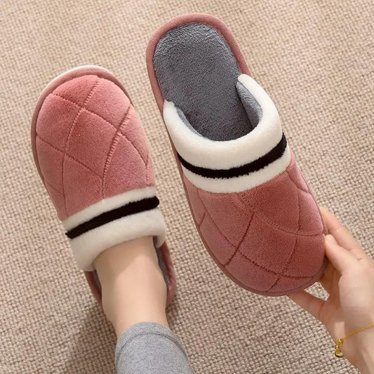 Autumn and Winter Pure Cotton Slippers Indoor Non-slip Soft-soled Shoes Warm Simple Plush Cotton Shoes