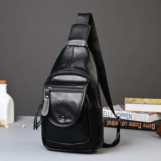 Casual Chest Bag Men Black Large Capacity Multi-pocket Crossbody Outdoor Sports Shoulder Bag