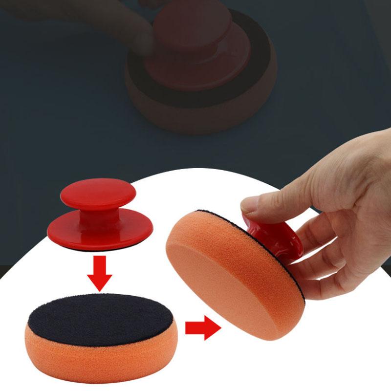 Car Beauty Waxing Sponge with Handle Wool Ball Waxing Plate Car Wash Tool Manual Polishing and Waxing Artifact