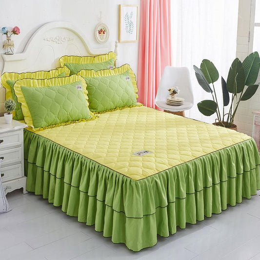 3pcs/set Korean Princess Style Thick Bed Skirt Bedroom Home One-piece Bed Sheet