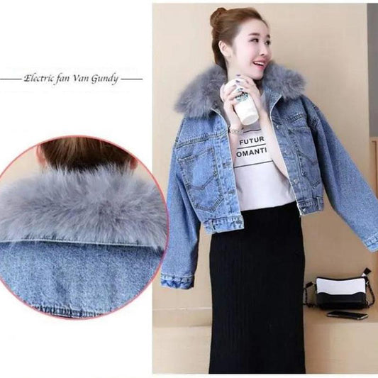 Winter Plus Velvet Warm Cotton Denim Parkas Women Hooded Jacket Coat Woman Bomber Jackets Parkas Plus Size