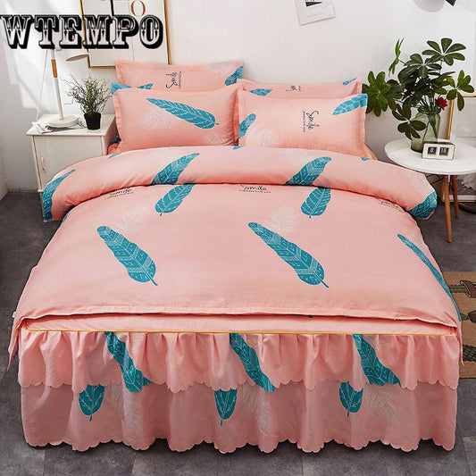 Home Textiles Embossing Bed Skirt Protective Cover Bed Linen Bedding Set Sheets Bedspread