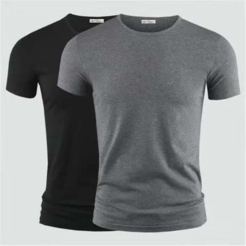 Short-sleeved T-shirt Men's Summer Half-sleeved Slim Solid Color White Round Neck Men's Bottoming Shirt
