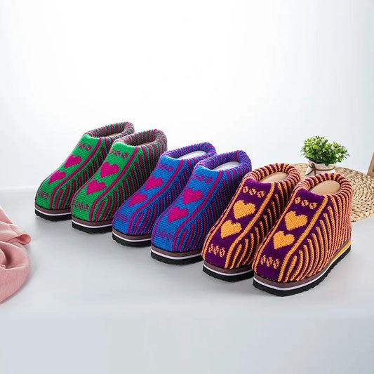 Wool Shoes Women's Pure Handmade Wool Woven Home Winter Rubber Sole Adult Finished Package Heel Thick Warm Shoes
