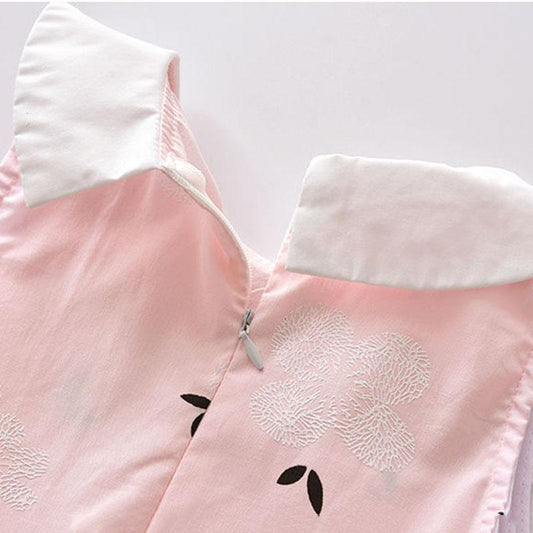 Girls Dress Summer Cotton Vest Princess Skirt Children's Doll Collar Sleeveless Skirt Baby Floral A-line Skirt