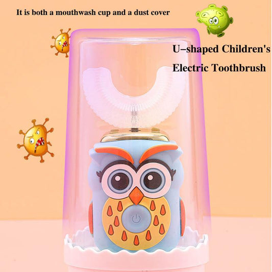 Children's Toothbrush U-shaped Electric Rechargeable Automatic Super God Wave Baby 1-7-15 Years Old Cartoon Pattern Brushing Artifact