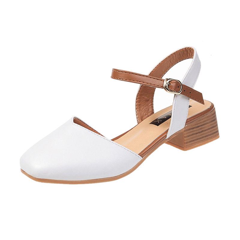 Square Head Baotou Sandals Women Spring and Summer Thick with Chic Net Red Roman Shoes Tide