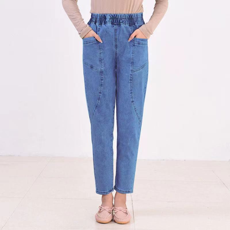 Fashion Jeans Women Spring Thin Section Harlan Carrot Pants High Waist Slim Middle-aged Casual Cropped Trousers