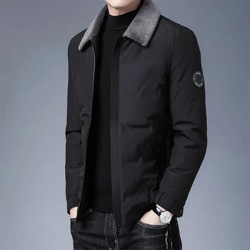 Tide Brand Down Jacket Men's Short Casual Thickening Slim Youth White Duck Down Warm Wool Collar Jacket