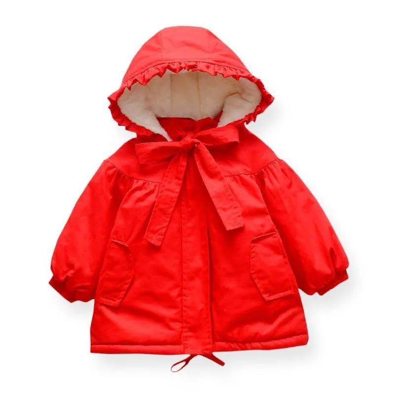 Korean Style Plus Velvet Padded Girls' Cotton Coat Winter Little Red Riding Hood Cotton Jacket