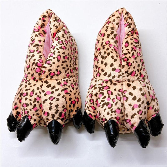 Cartoon Autumn and Winter Dinosaur Paw Cotton Shoes Multi-color Tiger Paw Cotton Slippers Cute Couple Lover's Non-slip Warm Shoes