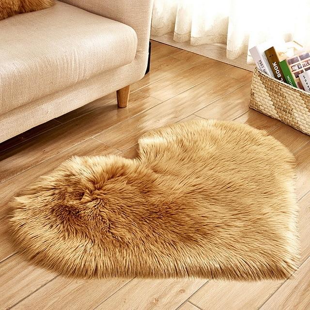 Faux Sheepskin Fluffy Cushion, Love Carpet, Living Room Lint-free Carpet 30x30/40x50cm