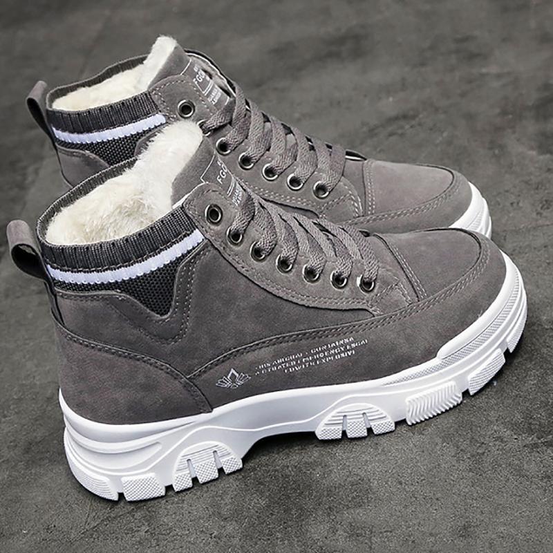 Winter Plus Velvet Women's Shoes Thick Warm Cotton Shoes Flat Heel Platform All-match Student High Tube