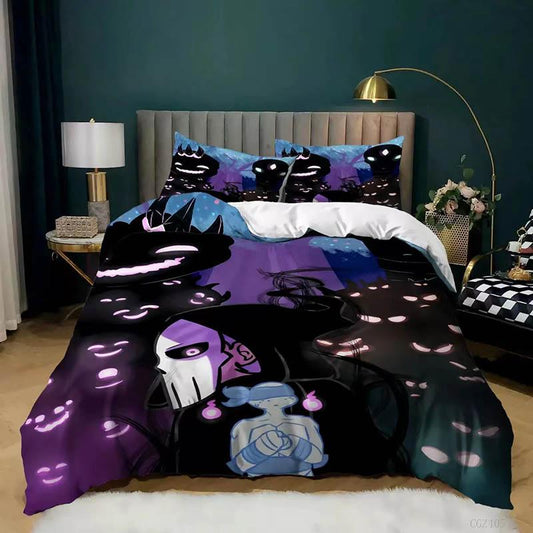 Christmas Theme Print Kit Being Set In A Pillow Set of Blame Dark Black Skull Bedding Three-piece Set