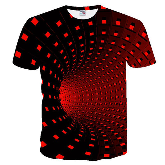 Summer Men T-Shirt Trend Full Body Mesh Dizziness Hypnosis 3D T-Shirt Casual Loose Short Sleeve Top