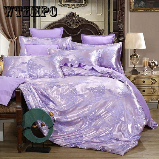 Wedding luxury Embroidery Jacquard Bedding Set Duvet Cover Bedspread Pillowcases