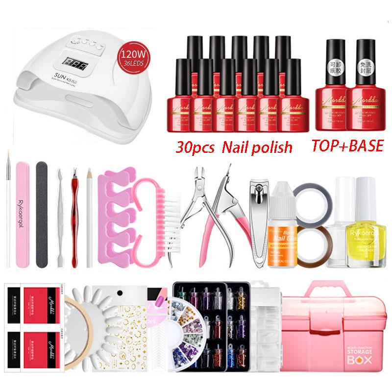 Nail Set UV LED Lamp Dryer With 30 pcs Nail Gel Polish Kit Manicure Tools Set Nail Art Tools