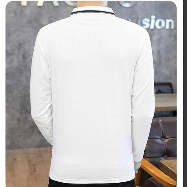Men's Long Sleeve T-Shirt Lapel Cotton POLO Shirt High Quality Casual Youth Solid Color Top Business Sports Shirt